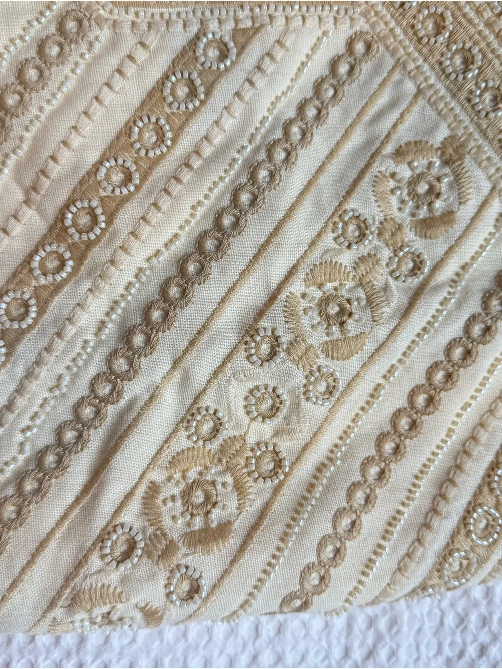 NWT | 12th Tribe | Del Sol Cream Beaded Micro Mini Skirt - Picture 5 of 5